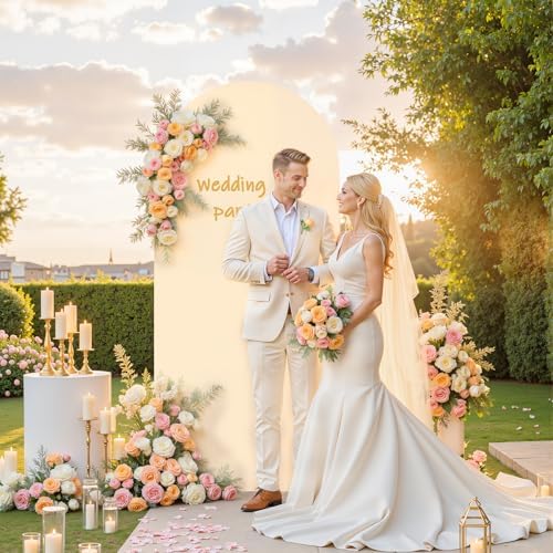 7.2 ft Arch Backdrop Cover Champagne - Double-Sided Spandex Arch Covers Stretchy Backdrop for Balloon Arches, alternate view