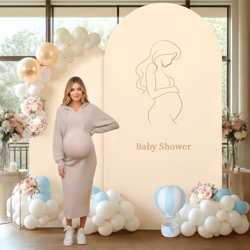 7.2 ft Arch Backdrop Cover Champagne - Double-Sided Spandex Arch Covers Stretchy Backdrop for Balloon Arches, alternate view