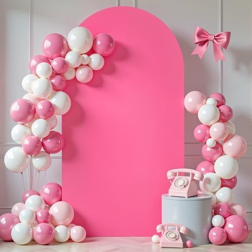 7.2 ft Arch Backdrop Cover Hot Pink - Double-Sided Spandex Arch Covers Stretchy Backdrop for Balloon Arches