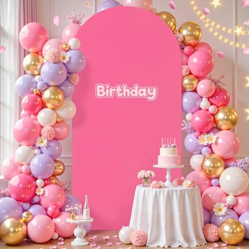 7.2 ft Arch Backdrop Cover Hot Pink - Double-Sided Spandex Arch Covers Stretchy Backdrop for Balloon Arches, alternate view 5