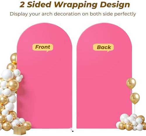 7.2 ft Arch Backdrop Cover Hot Pink - Double-Sided Spandex Arch Covers Stretchy Backdrop for Balloon Arches, alternate view 6