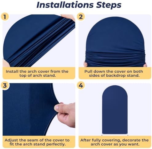 7.2 ft Arch Backdrop Cover Navy Blue - Double-Sided Spandex Arch Covers Stretchy Backdrop for Balloon Arches, alternate view