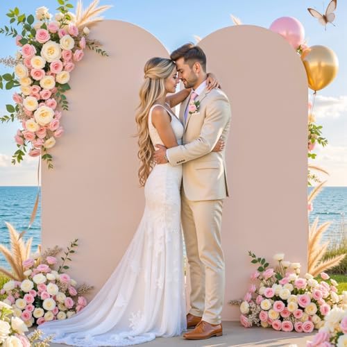 7.2 ft Arch Backdrop Cover Nude Blush - Double-Sided Spandex Arch Covers Stretchy Backdrop for Balloon Arches, alternate view