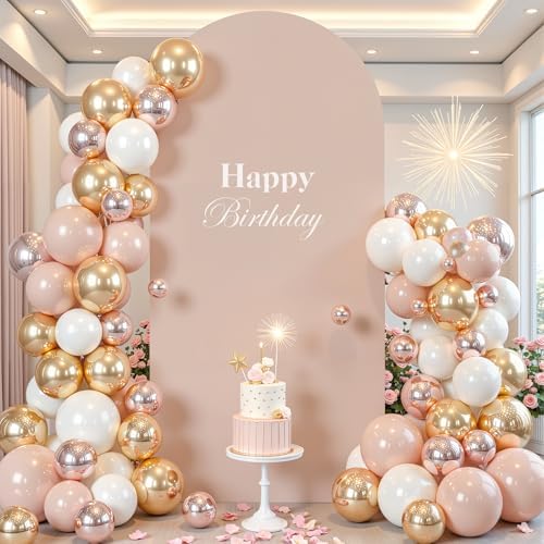 7.2 ft Arch Backdrop Cover Nude Blush - Double-Sided Spandex Arch Covers Stretchy Backdrop for Balloon Arches, alternate view