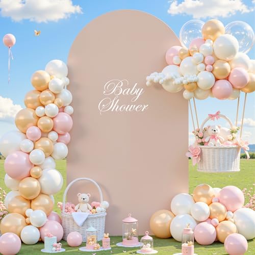 7.2 ft Arch Backdrop Cover Nude Blush - Double-Sided Spandex Arch Covers Stretchy Backdrop for Balloon Arches, alternate view