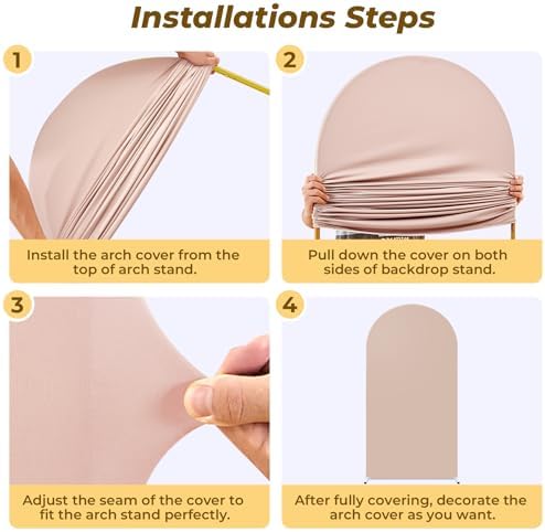 7.2 ft Arch Backdrop Cover Nude Blush - Double-Sided Spandex Arch Covers Stretchy Backdrop for Balloon Arches, alternate view
