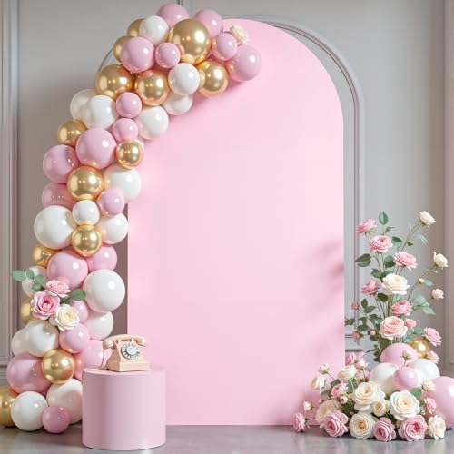 7.2 ft Arch Backdrop Cover Pink - Double-Sided Spandex Arch Covers Stretchy Backdrop for Balloon Arches Birthday