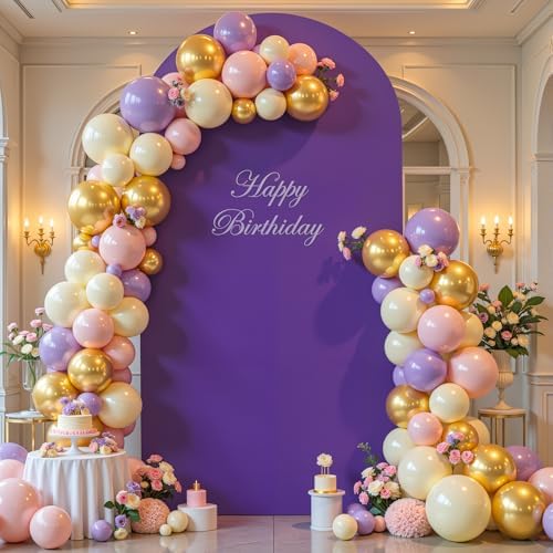7.2 ft Arch Backdrop Cover Purple - Double-Sided Spandex Arch Covers Stretchy Backdrop for Balloon Arches, alternate view 4
