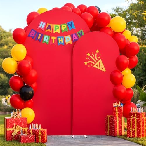 7.2 ft Arch Backdrop Cover Red - Double-Sided Spandex Arch Covers Stretchy Backdrop for Balloon Arches Birthday, alternate