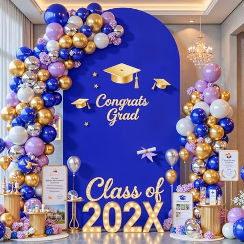 7.2 ft Arch Backdrop Cover Royal Blue - Double-Sided Spandex Arch Covers Stretchy Backdrop for Balloon Arches, alternate view