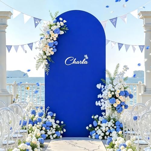7.2 ft Arch Backdrop Cover Royal Blue - Double-Sided Spandex Arch Covers Stretchy Backdrop for Balloon Arches, alternate view