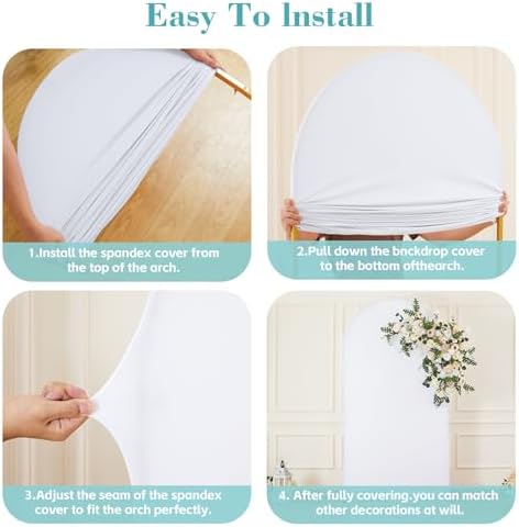7.2 FT Arch Backdrop Cover Stretchy White Arch Covers Elastic Spandex Fabric for Chiara Backdrop Stand, Wedding, alternate