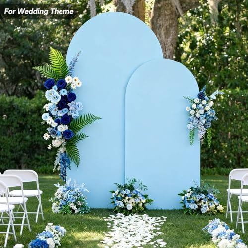 7.2 FT Arch Backdrop Cover, Wedding Light Blue Arch Covers Stretchy Backdrop Spandex Fitted for Chiara Stand, alternate view