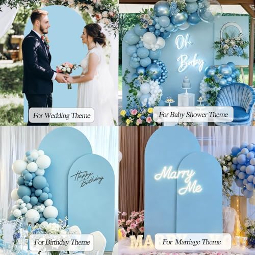 7.2 FT Arch Backdrop Cover, Wedding Light Blue Arch Covers Stretchy Backdrop Spandex Fitted for Chiara Stand, alternate view