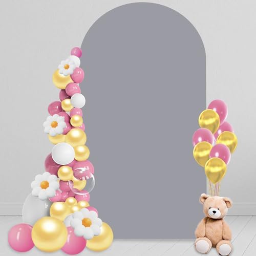 7.2 FT Arch Backdrop Cover, Wedding Light Grey Arch Covers Stretchy Backdrop Spandex Fitted for Chiara Stand