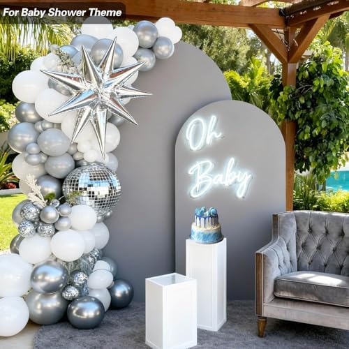 7.2 FT Arch Backdrop Cover, Wedding Light Grey Arch Covers Stretchy Backdrop Spandex Fitted for Chiara Stand, alternate view