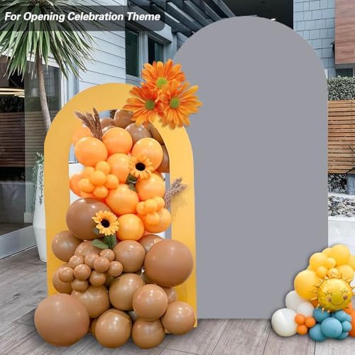 7.2 FT Arch Backdrop Cover, Wedding Light Grey Arch Covers Stretchy Backdrop Spandex Fitted for Chiara Stand, alternate view
