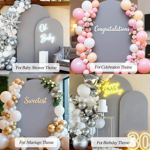 7.2 FT Arch Backdrop Cover, Wedding Light Grey Arch Covers Stretchy Backdrop Spandex Fitted for Chiara Stand, alternate view