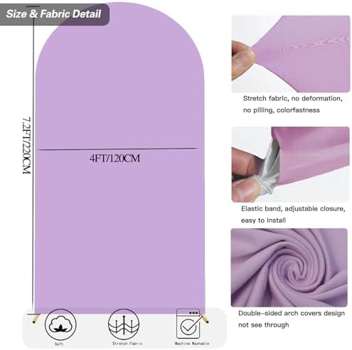 7.2 FT Arch Backdrop Cover, Wedding Purple Arch Covers Stretchy Backdrop Spandex Fitted for Chiara Stand, alternate view 6