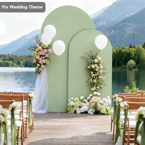 7.2 FT Arch Backdrop Cover, Wedding Sage Green Arch Covers Stretchy Backdrop Spandex Fitted for Chiara Stand, alternate view