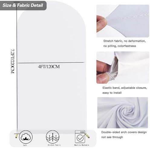 7.2 FT Arch Backdrop Cover, Wedding White Arch Covers Stretchy Backdrop Spandex Fitted for Chiara Stand Birthday, alternate