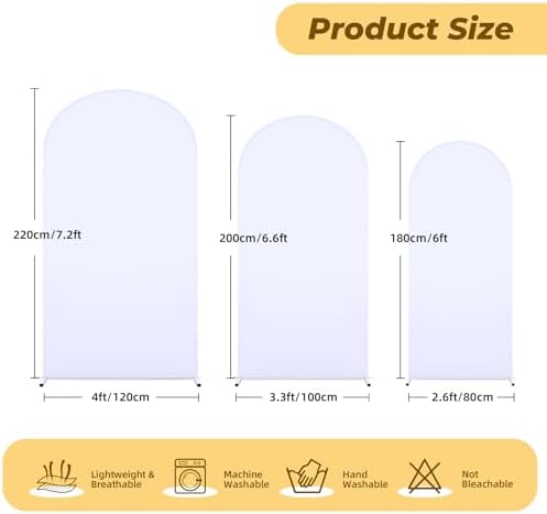 7.2 ft Arch Backdrop Cover White, Double-Sided Spandex Arch Covers Stretchy Backdrop for Balloon Arches Birthday, alternate