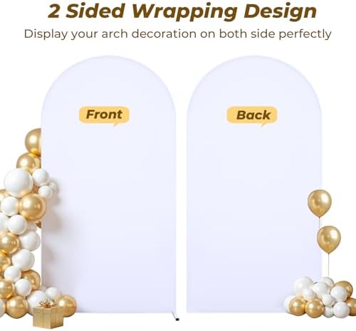 7.2 ft Arch Backdrop Cover White, Double-Sided Spandex Arch Covers Stretchy Backdrop for Balloon Arches Birthday, alternate