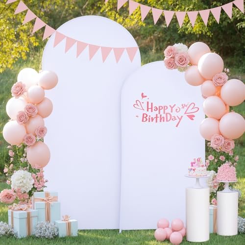7.2 ft Arch Backdrop Cover White, Double-Sided Spandex Arch Covers Stretchy Backdrop for Balloon Arches Birthday, alternate
