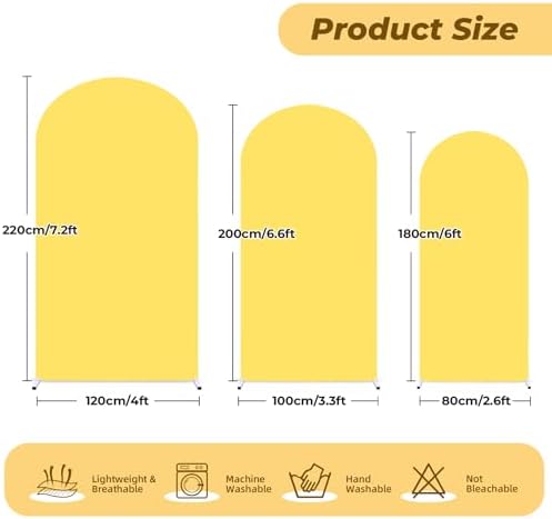7.2 ft Arch Backdrop Cover Yellow - Double-Sided Spandex Arch Covers Stretchy Backdrop for Balloon Arches, alternate view 2