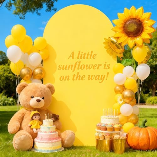 7.2 ft Arch Backdrop Cover Yellow - Double-Sided Spandex Arch Covers Stretchy Backdrop for Balloon Arches, alternate view 4