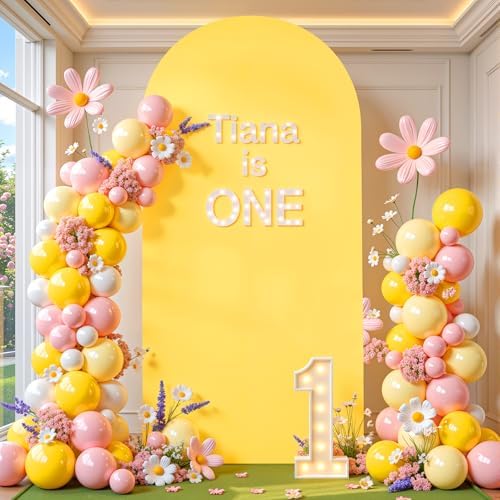 7.2 ft Arch Backdrop Cover Yellow - Double-Sided Spandex Arch Covers Stretchy Backdrop for Balloon Arches, alternate view 6