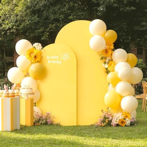 7.2 ft Arch Backdrop Cover Yellow - Double-Sided Spandex Arch Covers Stretchy Backdrop for Balloon Arches, alternate view 7