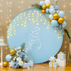 7.2 FT Baby Blue Round Backdrop Cover with Lights String for Circle Arch Stand, Circle Backdrop Covers with LED, alternate