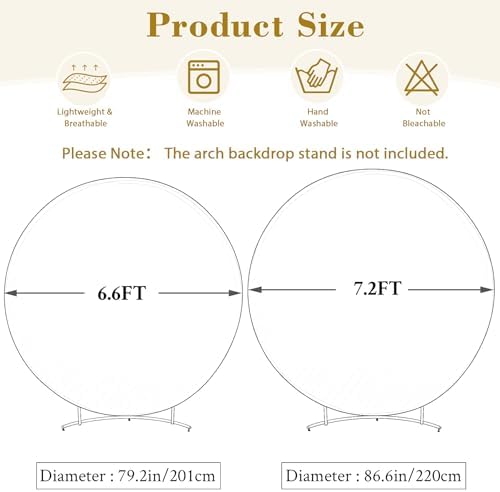 7.2 FT Baby Blue Round Backdrop Cover with Lights String for Circle Arch Stand, Circle Backdrop Covers with LED, alternate