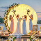 7.2 FT Beige Round Backdrop Cover with Lights String for Circle Arch Stand Circle Backdrop Covers with LED Fairy, alternate