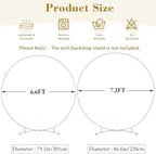 7.2 FT Beige Round Backdrop Cover with Lights String for Circle Arch Stand Circle Backdrop Covers with LED Fairy, alternate
