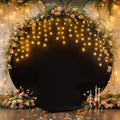 7.2 FT Black Round Backdrop Cover with Lights String for Circle Arch Stand Circle Backdrop Covers with LED Fairy