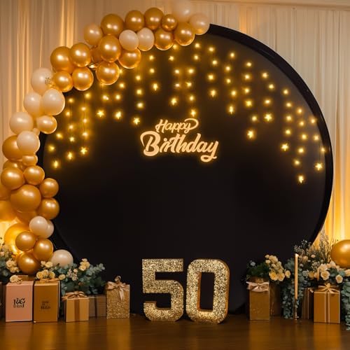7.2 FT Black Round Backdrop Cover with Lights String for Circle Arch Stand Circle Backdrop Covers with LED Fairy, alternate