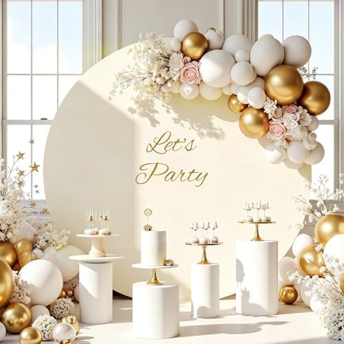 7.2 FT Ivory Round Backdrop Cover for 5 to 7.2ft Circle Stand Adjustable Polyester Arch Backdrop Cover for