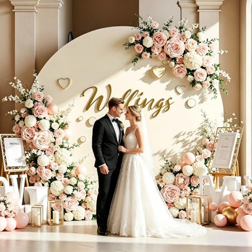 7.2 FT Ivory Round Backdrop Cover for 5 to 7.2ft Circle Stand Adjustable Polyester Arch Backdrop Cover for, alternate view 4
