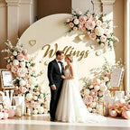 7.2 FT Ivory Round Backdrop Cover for 5 to 7.2ft Circle Stand Adjustable Polyester Arch Backdrop Cover for, alternate view 4