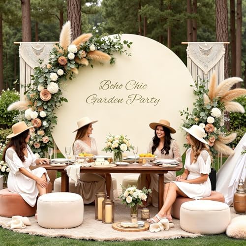 7.2 FT Ivory Round Backdrop Cover for 5 to 7.2ft Circle Stand Adjustable Polyester Arch Backdrop Cover for, alternate view 5