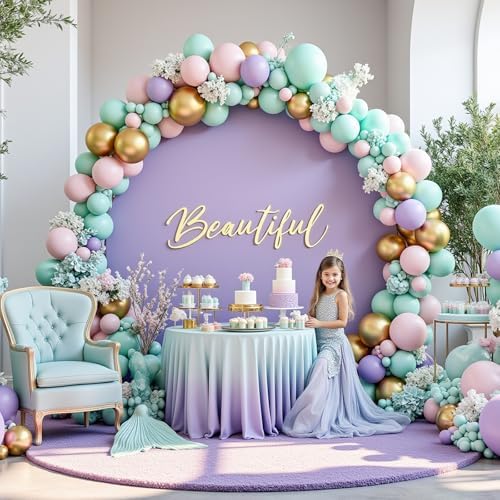 7.2 FT Lavender Round Backdrop Cover for 5 to 7.2ft Circle Stand - Adjustable Polyester Arch Backdrop Cover for