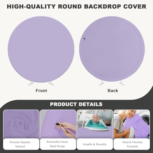 7.2 FT Lavender Round Backdrop Cover for 5 to 7.2ft Circle Stand - Adjustable Polyester Arch Backdrop Cover for, alternate