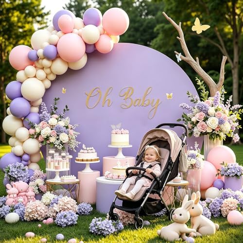7.2 FT Lavender Round Backdrop Cover for 5 to 7.2ft Circle Stand - Adjustable Polyester Arch Backdrop Cover for, alternate
