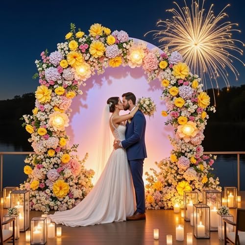 7.2 FT Lavender Round Backdrop Cover for 5 to 7.2ft Circle Stand - Adjustable Polyester Arch Backdrop Cover for, alternate