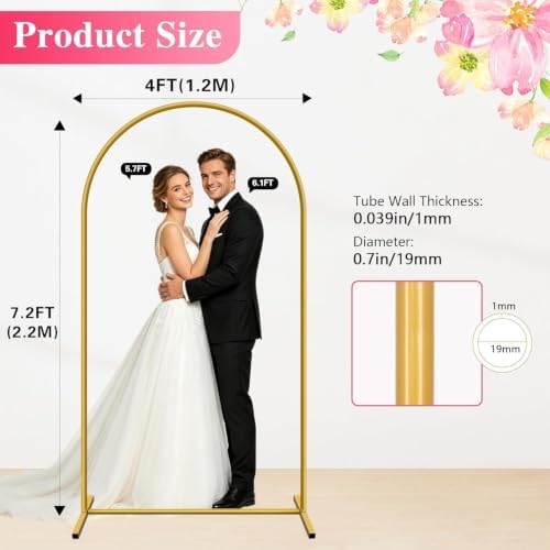 7.2 FT Metal Arch Backdrop Stand, Party Balloon Arch Stand, alternate view 3