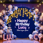 7.2 FT Navy Blue Round Backdrop Cover with Lights String for Circle Arch Stand Circle Backdrop Covers with LED, alternate