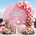 7.2 FT Pink Round Backdrop Cover for 5 to 7.2ft Round Backdrop Stand - Adjustable Circle Arch Backdrops Cover