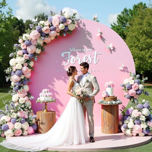 7.2 FT Pink Round Backdrop Cover for 5 to 7.2ft Round Backdrop Stand - Adjustable Circle Arch Backdrops Cover, alternate view